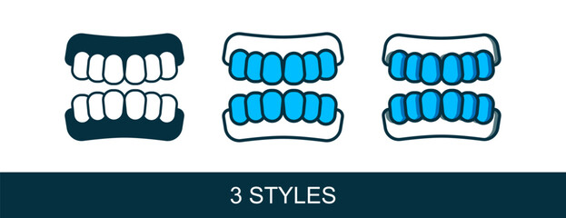 Filled outline Dentures model icon isolated on white background. Teeth of the upper jaw. Dental concept. Vector © Iryna