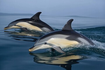 Obraz premium Dolphins swimming in the ocean