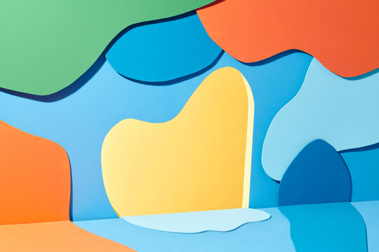 Colorful Abstract Paper Art Composition With Organic Shapes