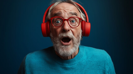 portrait of an elderly man in headphones