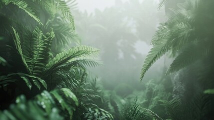 Obraz premium A dense forest with plenty of green foliage and vegetation