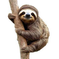 Fototapeta premium Sloth climbing a tree in a natural habitat
