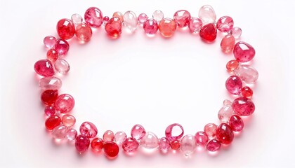Obraz premium Sparkling frame made of carved red and pink crystals for a magical Valentine's touch, transparent white background