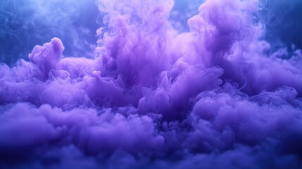 Fototapeta premium A dense cloud of purple smoke fills the air