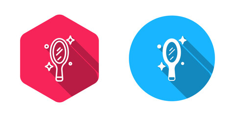 Filled and outline Magic hand mirror icon isolated with long shadow background. Vector