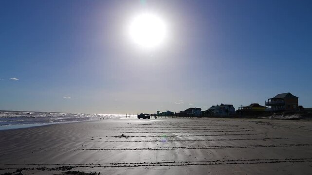 sunset at Surfside beach, Galveston, TX