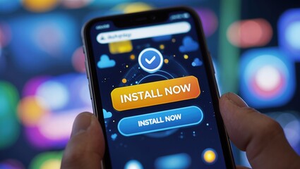 Vibrant Smartphone App Installation Interface with Modern Design