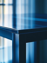Sleek modern table with blue reflections