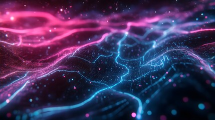 Naklejka premium Neon colored pulsating energy veins in a digital space