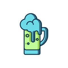 Filled outline Glass of beer icon isolated on white background. Flat filled outline style with shadow. Vector