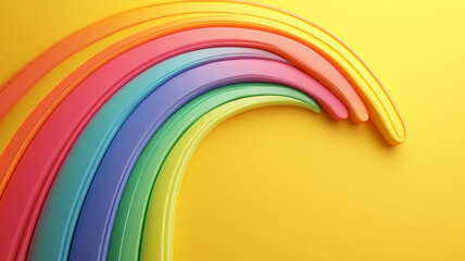 Colorful abstract rainbow on yellow background