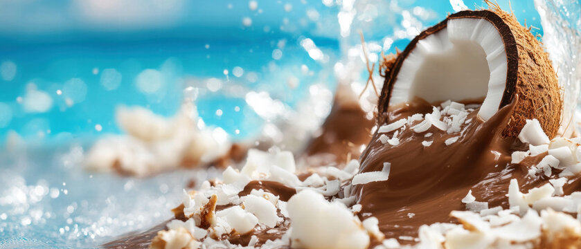 Chocolate milk wave and coconut shreds create a tropical paradise