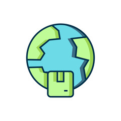 Filled outline Worldwide shipping icon isolated on white background. Flat filled outline style with shadow. Vector