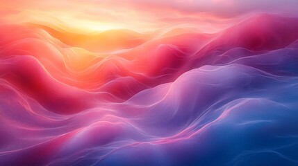 Obraz premium Abstract Colorful Sunset Over Rolling Hills Landscape