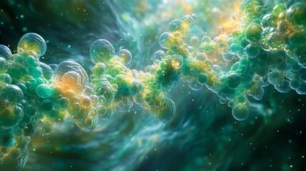 Fototapeta premium Abstract Green And Gold Cellular Structure Image