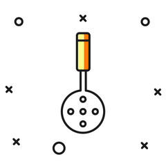 Filled outline Spatula icon isolated on white background. Kitchen spatula icon. BBQ spatula sign. Barbecue and grill tool. Flat filled outline style with shadow. Vector