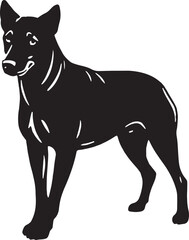 Elegant Black and White Vector Illustration of a Canine Companion: A Strikingly Simple Line Art Portrait of a Loyal Dog