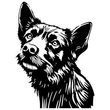 Elegant Black and White Vector Illustration of a Canine Companion: A Strikingly Simple Line Art Portrait of a Loyal Dog