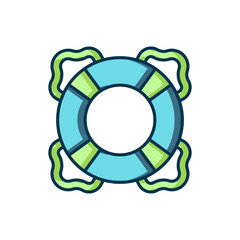 Filled outline Lifebuoy icon isolated on white background. Lifebelt symbol. Flat filled outline style with shadow. Vector