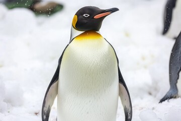 Obraz premium A group of penguins standing together in snowy environment