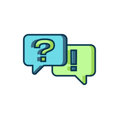 Filled outline Speech bubbles with Question and Answer icon isolated on white background. Q and A symbol. FAQ sign. Chat speech bubble and chart. Flat filled outline style with shadow. Vector