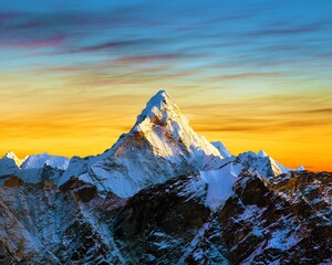 Evening panoramic view of mount Ama Dablam