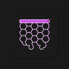 Filled outline Honeycomb icon isolated on black background. Honey cells symbol. Sweet natural food. Flat filled outline style with shadow. Vector