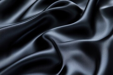 Fototapeta premium Close-up view of black satin fabric texture
