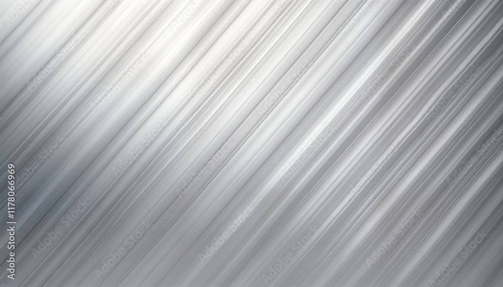 Aufkleber Brushed silver metal texture. Diagonal lines create shiny lustrous surface. Abstract design. Modern tech style. Elegant polished material. Gradient light effect. Simple background. Industrial, sleek