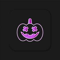 Fototapeta premium Filled outline Pumpkin icon isolated on black background. Happy Halloween party. Flat filled outline style with shadow. Vector