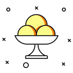Fototapeta premium Filled outline Ice cream in the bowl icon isolated on white background. Sweet symbol. Flat filled outline style with shadow. Vector
