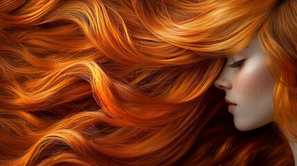Woman with long, flowing, red, wavy hair.