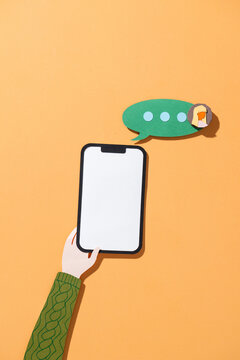 Creative Paper Art of Smartphone with Chat Notification