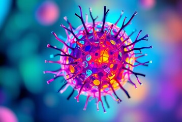 Colorful and Abstract Representation of a Virus Structure Under a Microscope