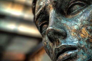 A detailed view of a male figurine with facial features, often used in editorial or commercial contexts