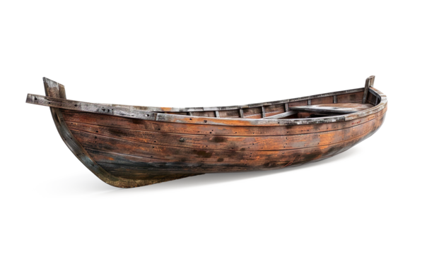  3D render asset of boat wooden older on a transparent background