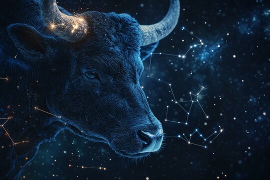 Astrological taurus symbol against a mystical starry sky  alchemy, magic, and fortune telling themes