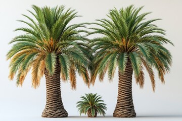 Obraz premium Three palm tree silhouettes against a bright white background