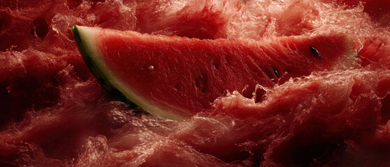 Macro shot revealing the vibrant texture and juiciness of a watermelon slice