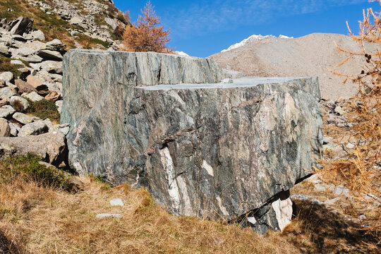 Erratic Boulder in Mountain Landscape