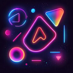 A colorful array of shapes and circles in neon lights