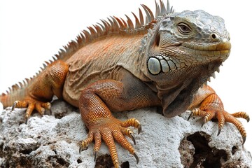 Obraz premium A close-up shot of a lizard sitting on a rock, with a calm and peaceful expression