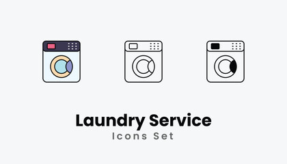 Laundry Service Icons thin line and glyph vector icon stock illustration