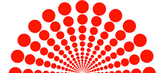 Red and white background with rays from dots