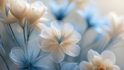 Naklejka premium Delicate Blue and Cream Flower Bouquet