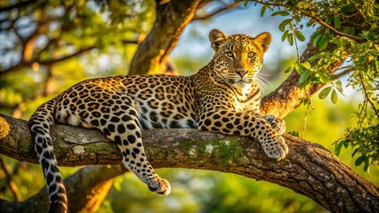 Serengeti Leopard Resting on Branch, Tanzania Safari, February 2020