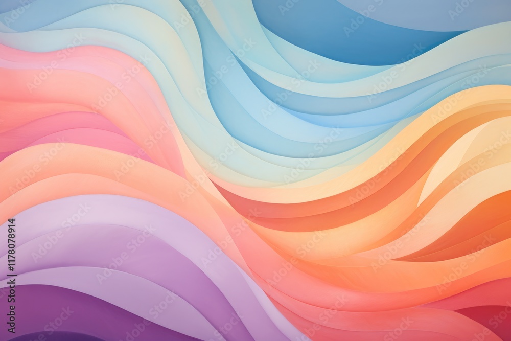 Poster pastel waves blend softly into the background, creating an abstract composition that evokes calmness