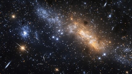 Obraz premium Experience the mesmerizing beauty of comets and meteors illuminating the cosmos in an enchanting display of movement and brilliance