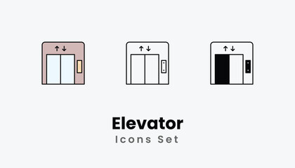Elevator Icons thin line and glyph vector icon stock illustration