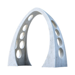 Kinetic Arch Sculpture with Holes Isolated on Transparent Background